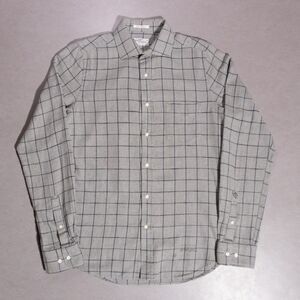 GANT Rugger New Haven Slub Flannel Windowpane Gray Button Shirt Men's Small